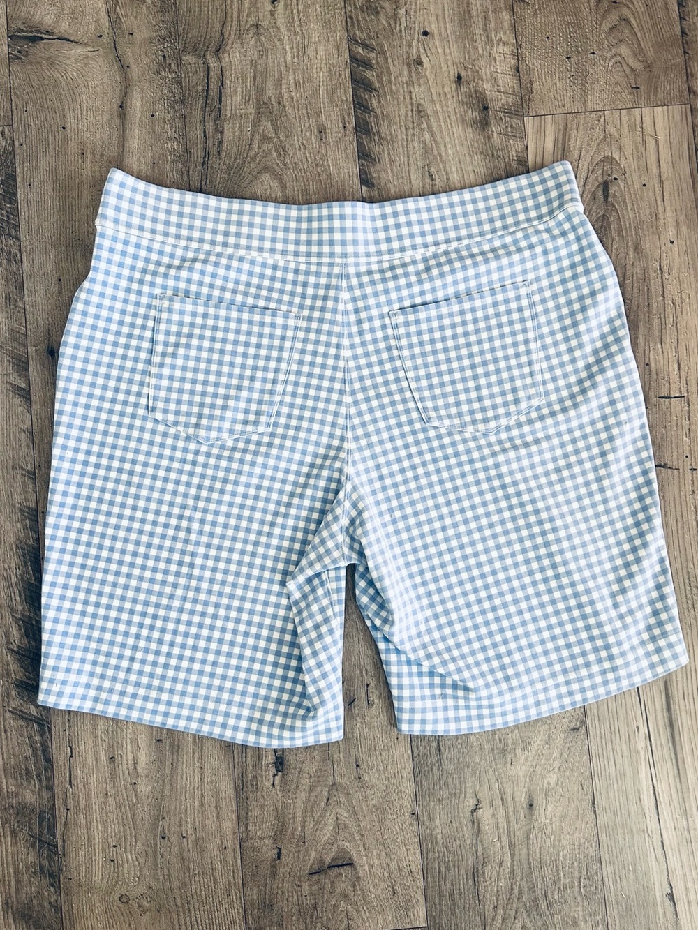 Duluth NoGA Naturale Gingham Checker Blue&White Pull On 10" Knit Shorts Size 2X - Picture 2 of 5